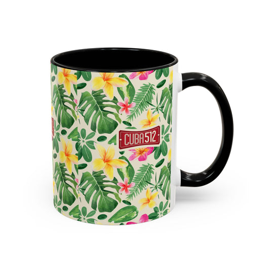 Tropical Floral Accent Coffee Mug — Cuba512 Logo