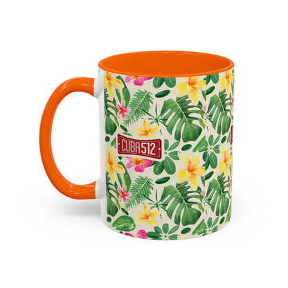 Tropical Floral Accent Coffee Mug — Cuba512 Logo