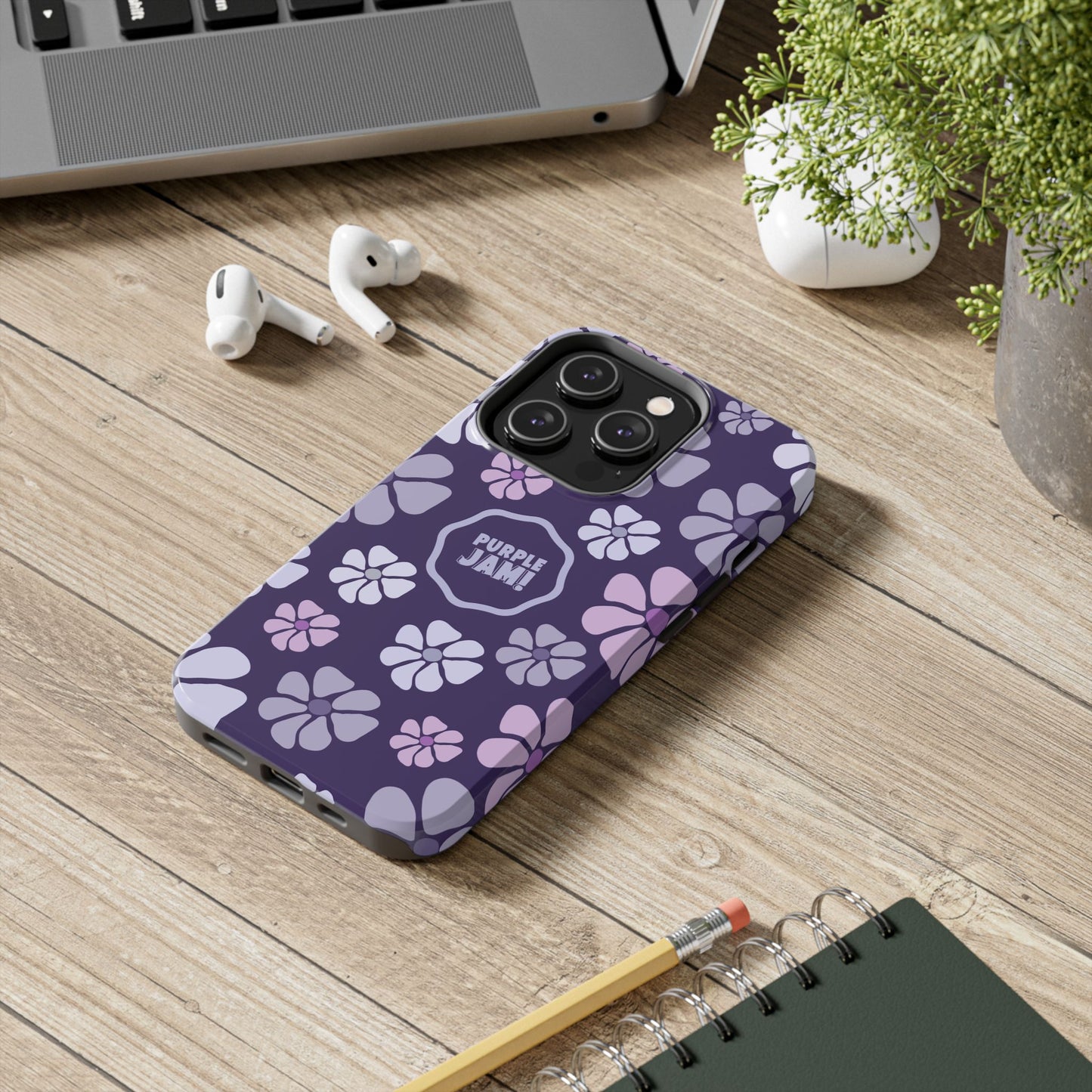 Purple Jam Floral Tough Phone Case — Purple Flower Protective Phone Cover
