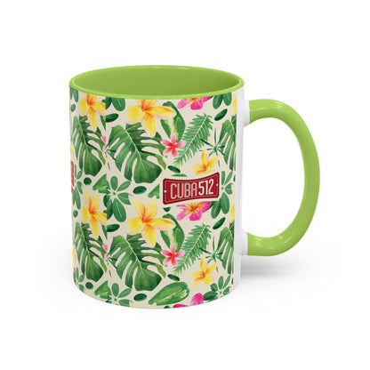 Tropical Floral Accent Coffee Mug — Cuba512 Logo