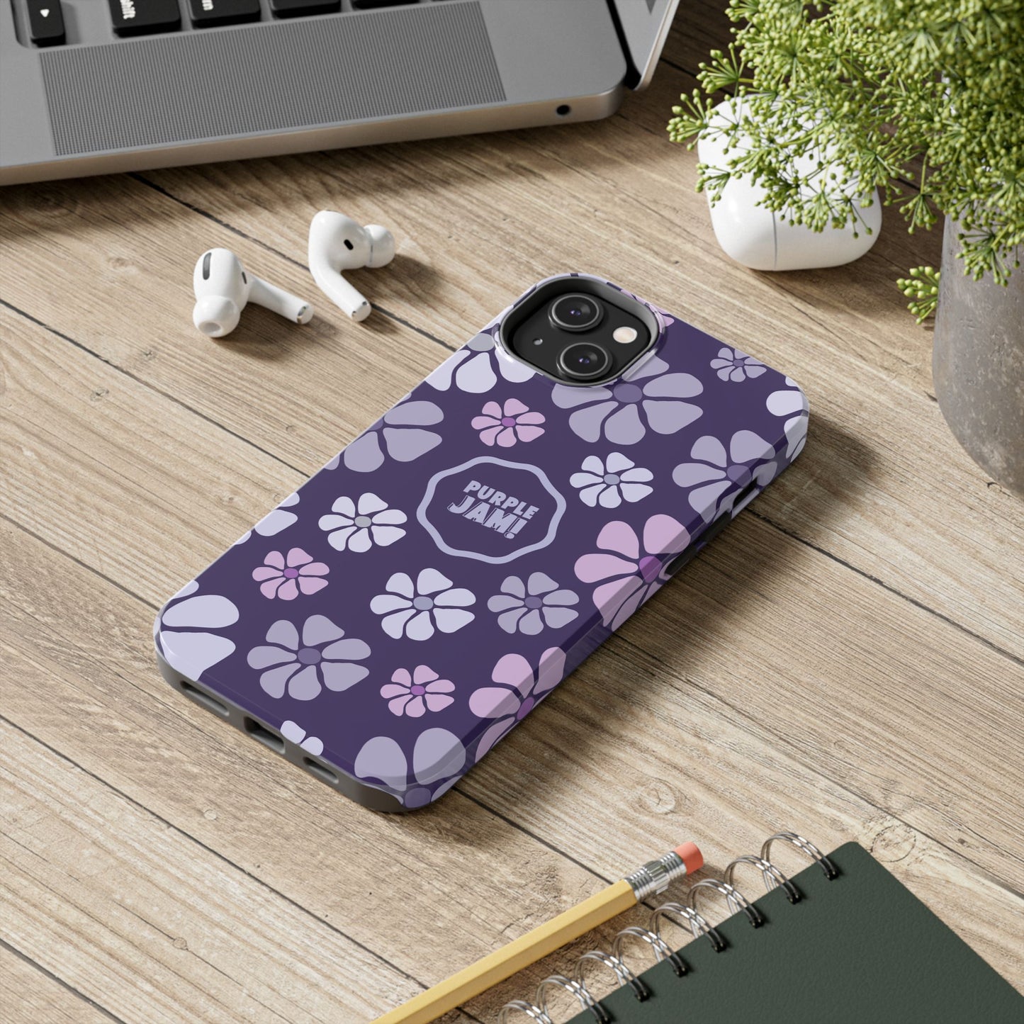 Purple Jam Floral Tough Phone Case — Purple Flower Protective Phone Cover
