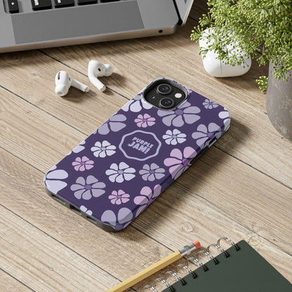 Purple Jam Floral Tough Phone Case — Purple Flower Protective Phone Cover