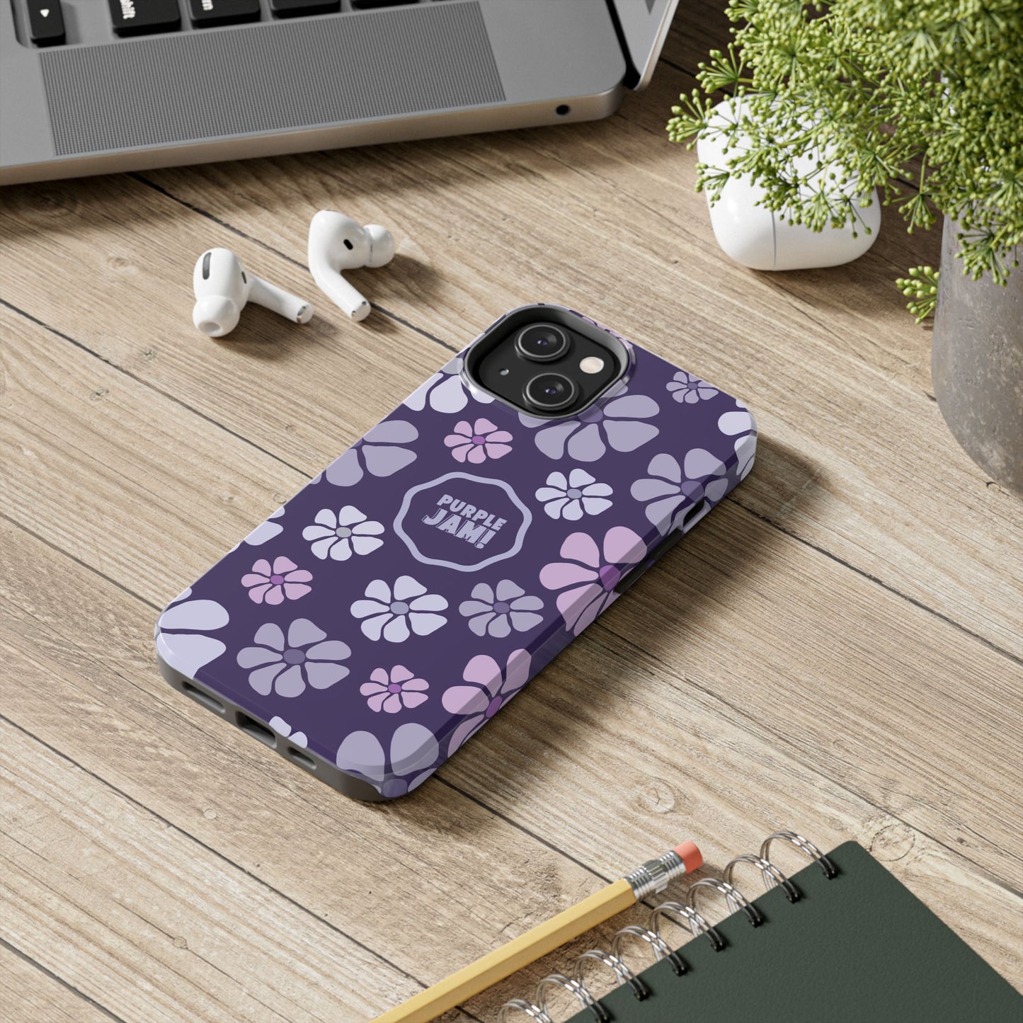 Purple Jam Floral Tough Phone Case — Purple Flower Protective Phone Cover
