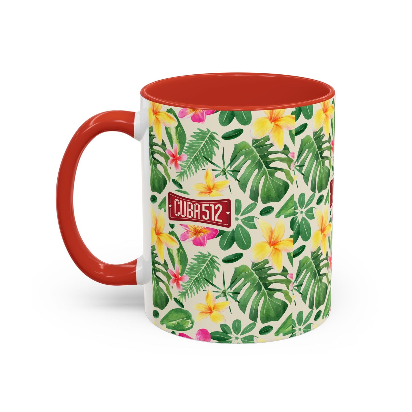 Tropical Floral Accent Coffee Mug — Cuba512 Logo