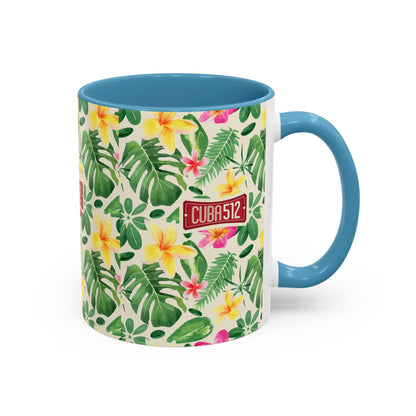 Tropical Floral Accent Coffee Mug — Cuba512 Logo